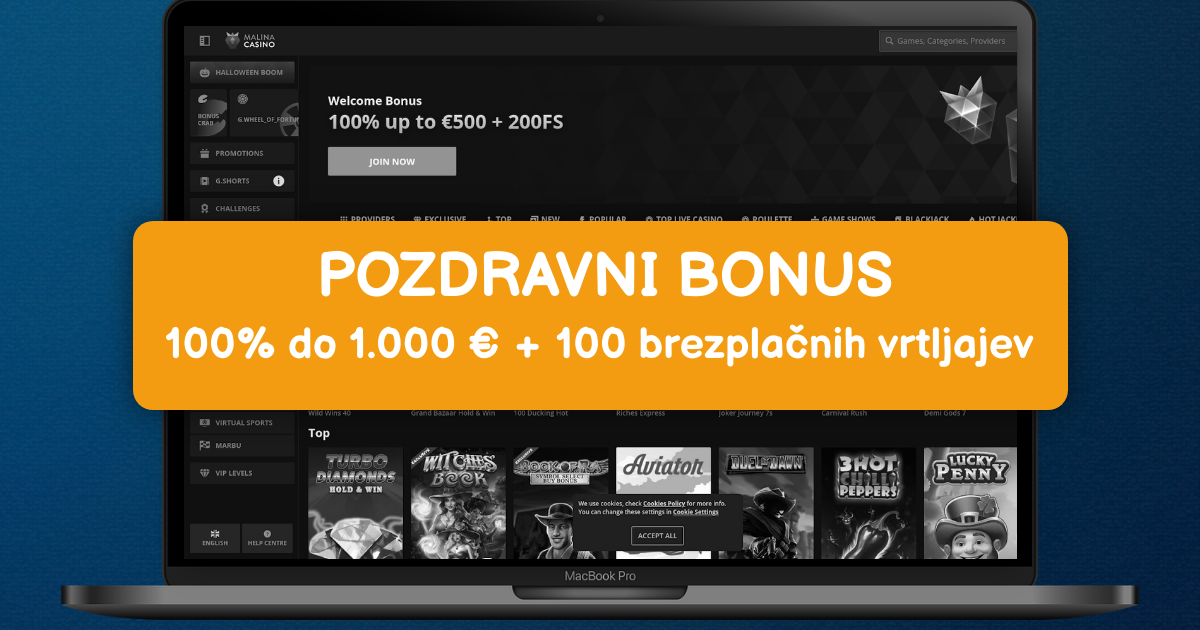 Malina Casino banner